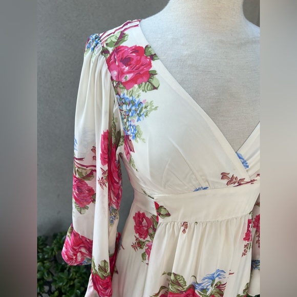 Betsey Johnson short dress Bambi boho pink roses polyester chiffon size 2 - Picture 6 of 10